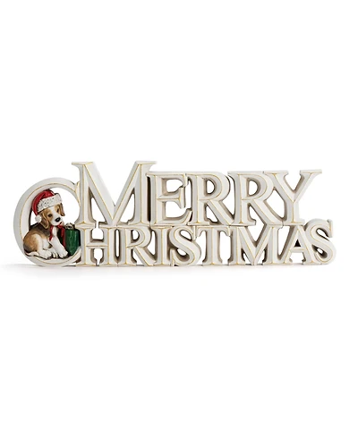 Napco 14.5" Merry Christmas Sign with Dog