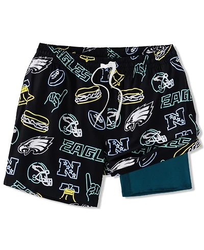 Chubbies Men's 5.5" Black Philadelphia Eagles The Neon Lined Classic Swim Trunks