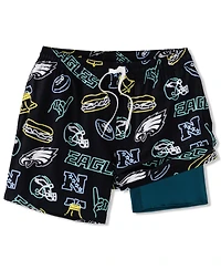Chubbies Men's 5.5" Black Philadelphia Eagles The Neon Lined Classic Swim Trunks