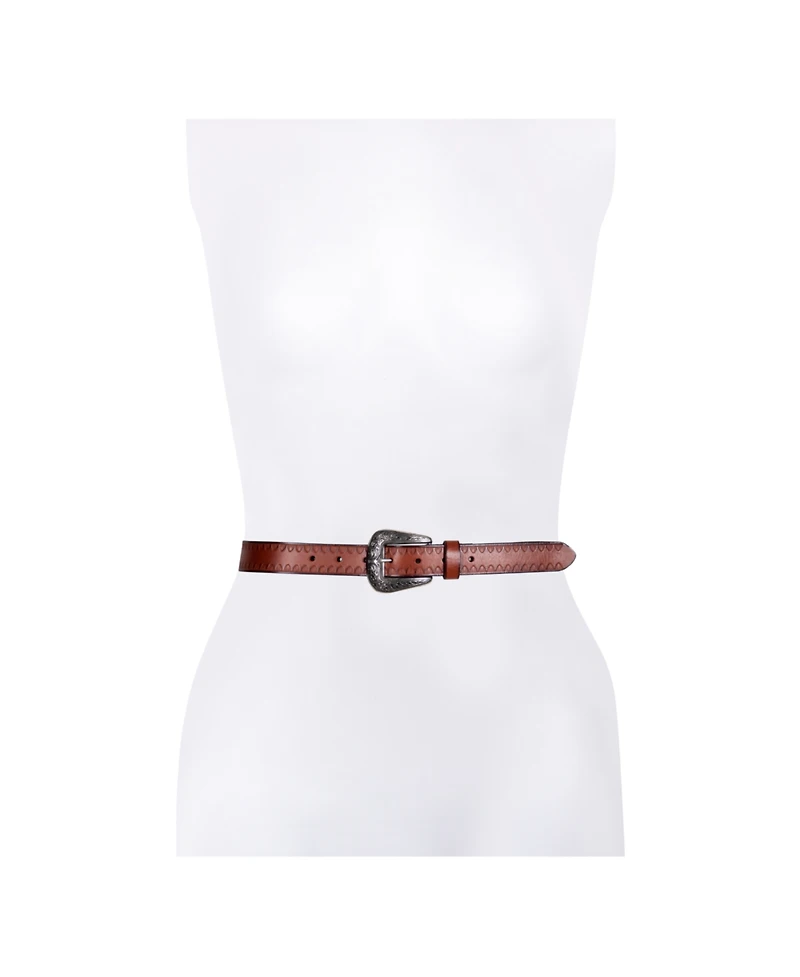 Frye Women's Novelty Buckle Tooling Belt