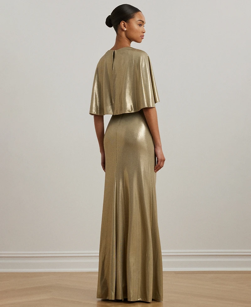 Lauren Ralph Women's Twist-Front Cape-Overlay Gown