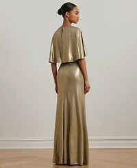 Lauren Ralph Women's Twist-Front Cape-Overlay Gown