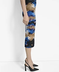 Dkny Women's Printed Rib-Knit Midi Skirt