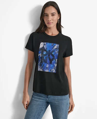 Dkny Women's Skyscraper Logo Crewneck T-Shirt