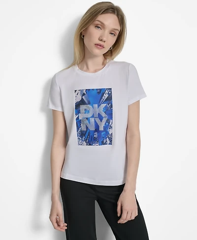 Dkny Women's Skyscraper Logo Crewneck T-Shirt
