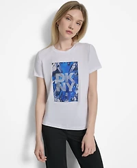 Dkny Women's Skyscraper Logo Crewneck T-Shirt
