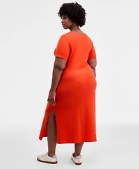 On 34th Trendy Plus Side-Tie Knit Midi Dress, Created for Macy's