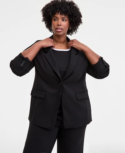 On 34th Trendy Plus One-Button Notch-Collar Blazer, Macy's Exclusive