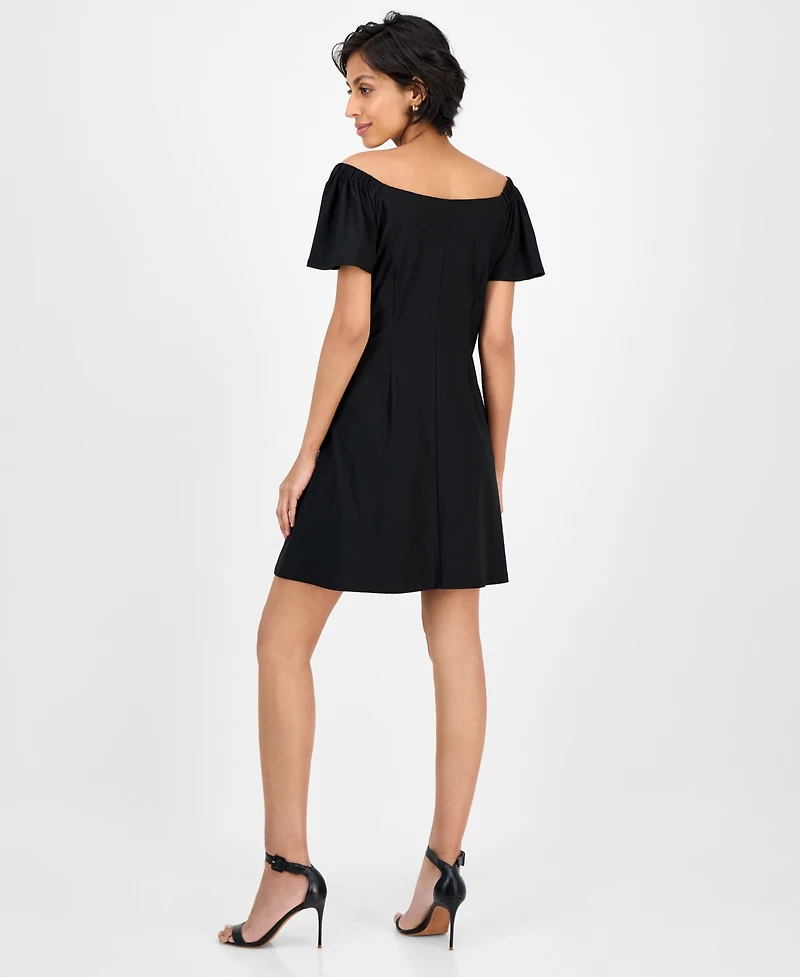 Robbie Bee Women's Off-The-Shoulder Swing Dress