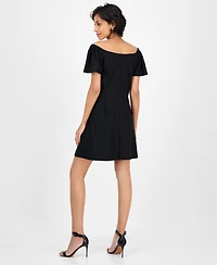 Robbie Bee Women's Off-The-Shoulder Swing Dress