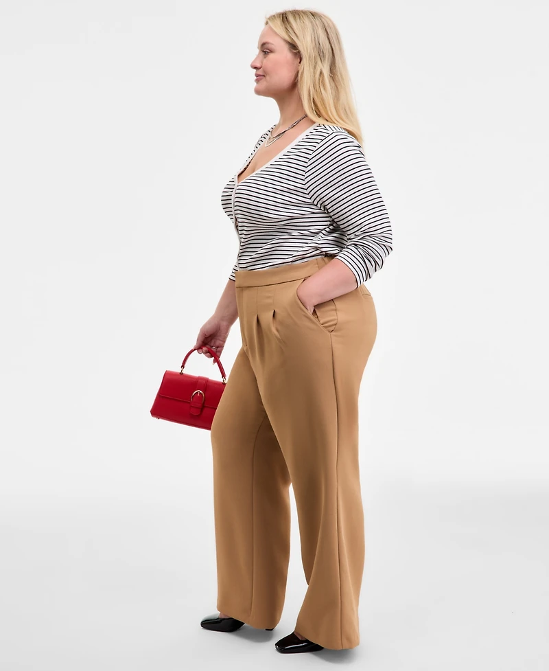 On 34th Trendy Plus Pleat-Front Wide-Leg Pants, Macy's Exclusive