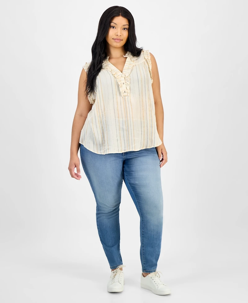 Democracy Trendy Plus Ruffled Sleeveless Top