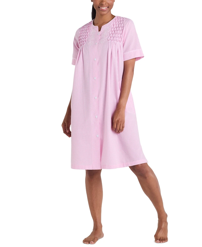 Miss Elaine Women's Short-Sleeve Seersucker Robe