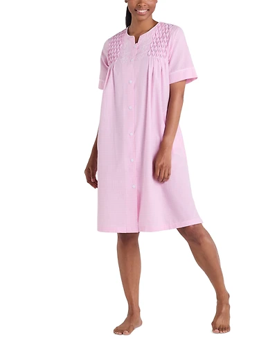 Miss Elaine Women's Short-Sleeve Seersucker Robe