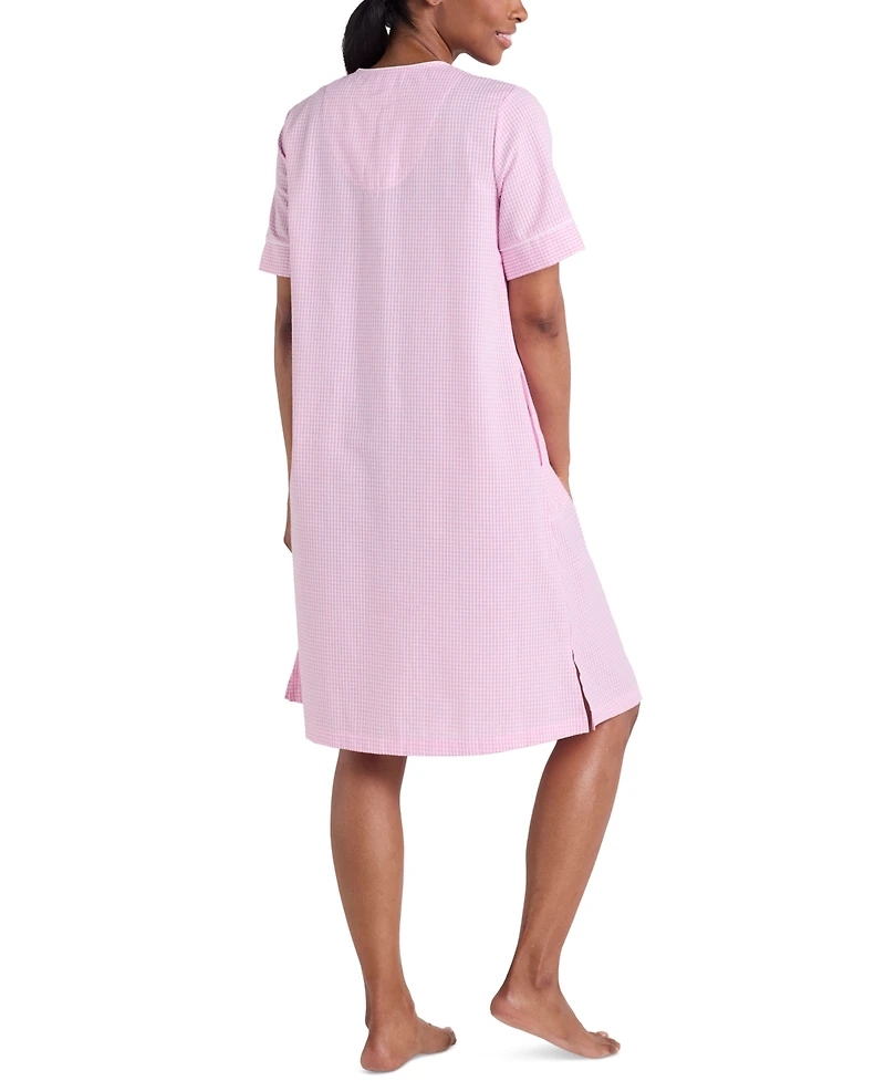 Miss Elaine Women's Short-Sleeve Seersucker Robe