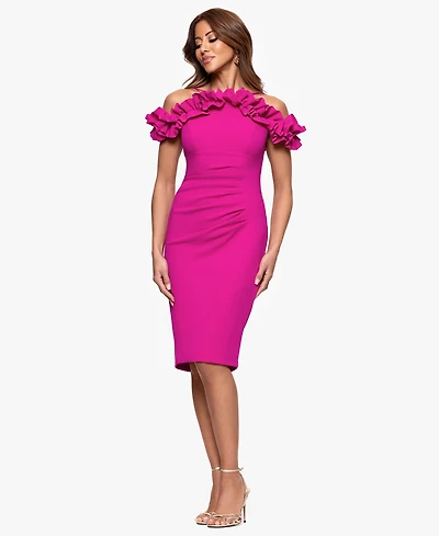 Xscape Women's Ruffled Off-The-Shoulder Sheath Dress