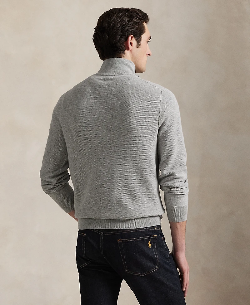 Polo Ralph Lauren Men's Mesh-Knit Cotton Quarter-Zip Sweater