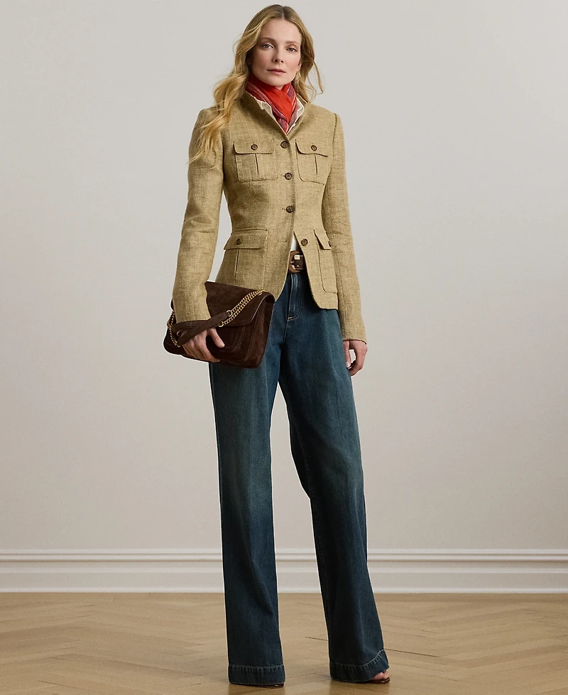 Lauren Ralph Petite Herringbone Linen Jacket