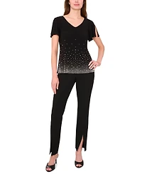 Msk Women's V-Neck Short-Sleeve Top