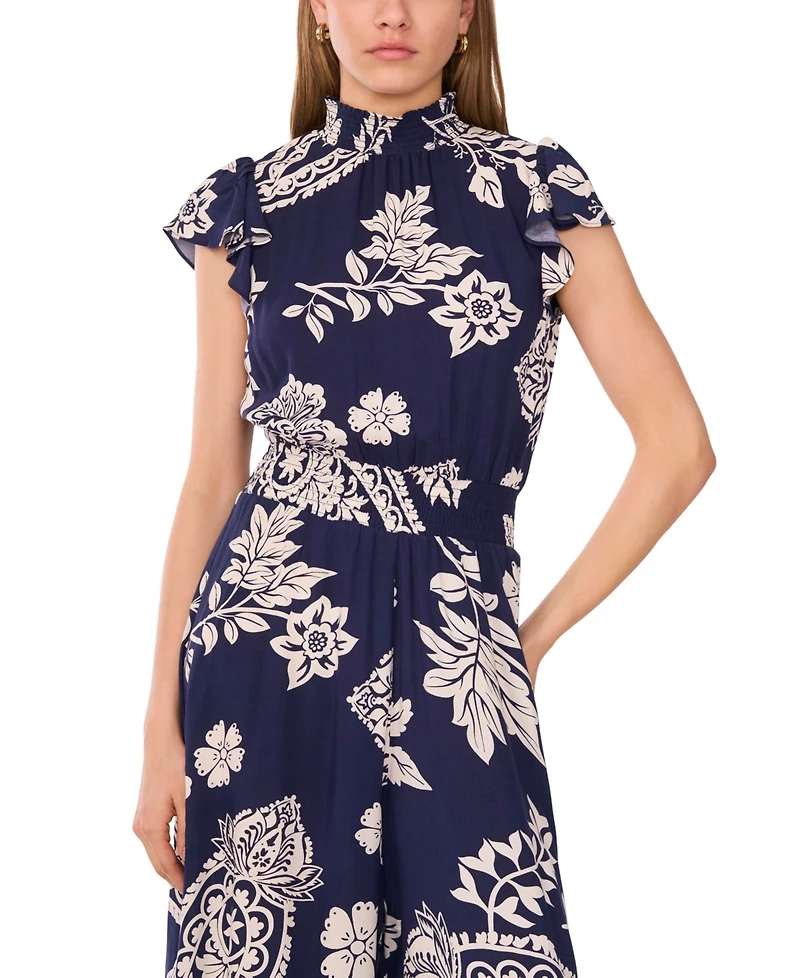 Msk Petite Printed Sleeveless Wide-Leg Jumpsuit