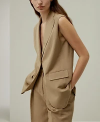 Single Button Sleeveless Lapel Blazer
