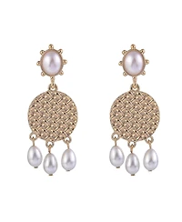 Laundry by Shelli Segal Gold Tone Drop Earrings with Pearl Accents