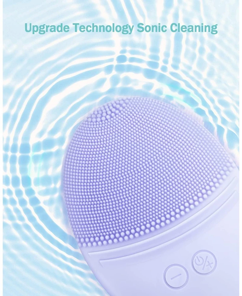 Ezbasics Rechargeable Facial Cleansing Brush, Soft Silicone Waterproof Sonic Vibrating Face Cleaning Brush Compatible with Face Cleansers, 5 Speeds, V