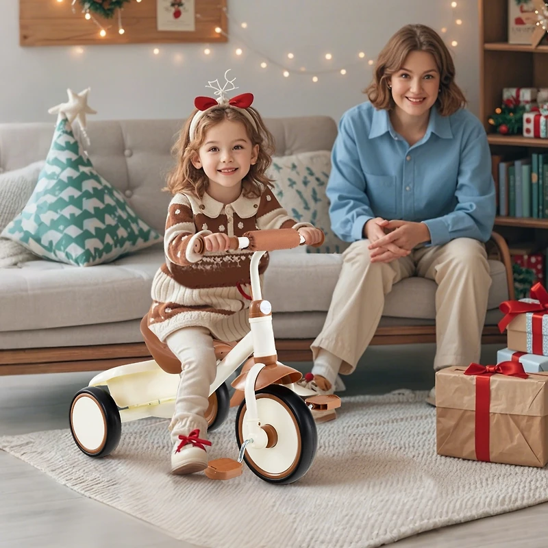 Toddler Tricycle Kids Trike with Adjustable Seat and Basket Aged 3-5 Years Old