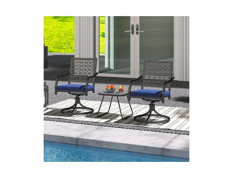 2 Pieces Outdoor Swivel Chairs Patio Dining with Padded Cushions