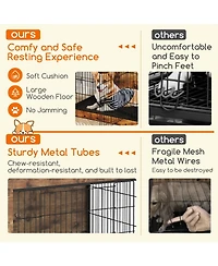 Dog Crate Furniture with Cushion Double Doors