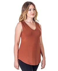 24seven Comfort Apparel Petite V-Neck Tunic Tank Top with Round Hemline