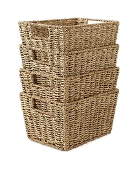 Casafield Set of 4 Water Hyacinth Storage Baskets with Handles