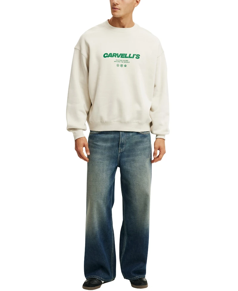Cotton On Men's Box Fit Graphic Crew Sweater
