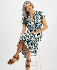 Style & Co Women's Printed Short-Sleeve Tiered Dress, Exclusively at Macy's