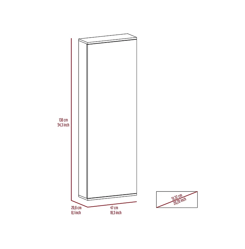 Baltimore Wall Mounted Shoe Rack, Mirror, Single Door, Ten Shoes Capacity, White