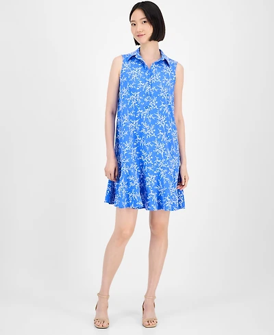 Robbie Bee Women's Spread-Collar A-Line Sleeveless Dress