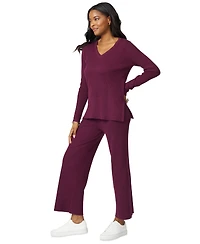 Melissa Paige Petite V-Neck Side-Slit Tunic Sweater