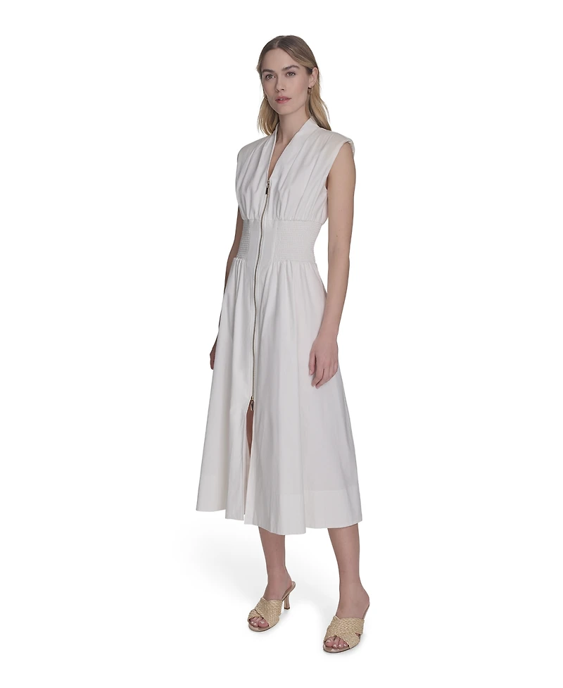 Vince Camuto Women's Cotton Zip-Front Midi Dress