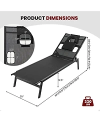 Gymax Patio Sunbathing Lounge Chair w/ Face Hole & Detachable Head Pillows Poolside