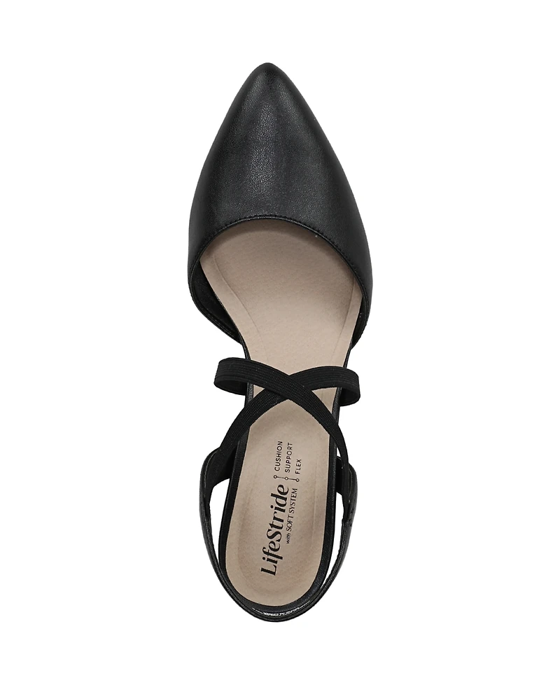 LifeStride Women's April Block Heel Ankle Strap Slingback Pumps