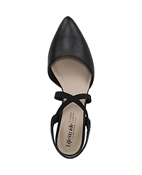 LifeStride Women's April Block Heel Ankle Strap Slingback Pumps