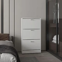 Crocker Shoe Rack, 3 Doors, Shelves, White