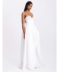 Miss Circle Women's Naila Lace Trim Strapless Drop Waist Wedding Gown