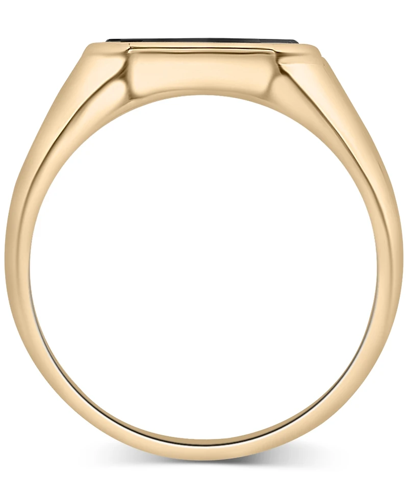 Macy's Men's 14k Gold Onyx Octagon Polished Ridged Ring