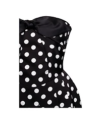 Miss Circle Women's Tahira Black Polka Strapless Mini Dress with Bow