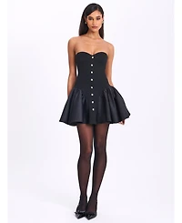 Miss Circle Women's Kaden Black Drop Waist Mini Puffy Dress