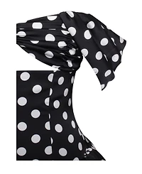 Miss Circle Women's Umika Black Polka Dots Bubble Hem Mini Dress