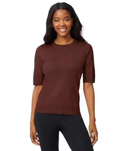 Melissa Paige Womens Crew Neck Elbow Sleeve Fine Gauge Sweater Pxs Xl