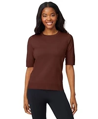 Melissa Paige Womens Crew Neck Elbow Sleeve Fine Gauge Sweater Pxs Xl