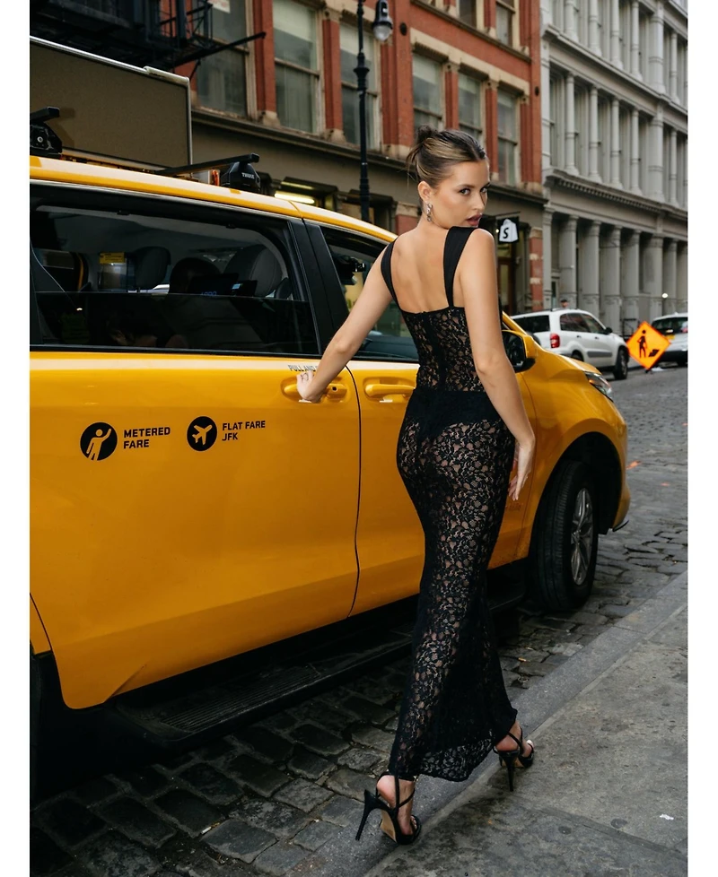 Miss Circle Women's Veronica Black Lace Maxi Dress